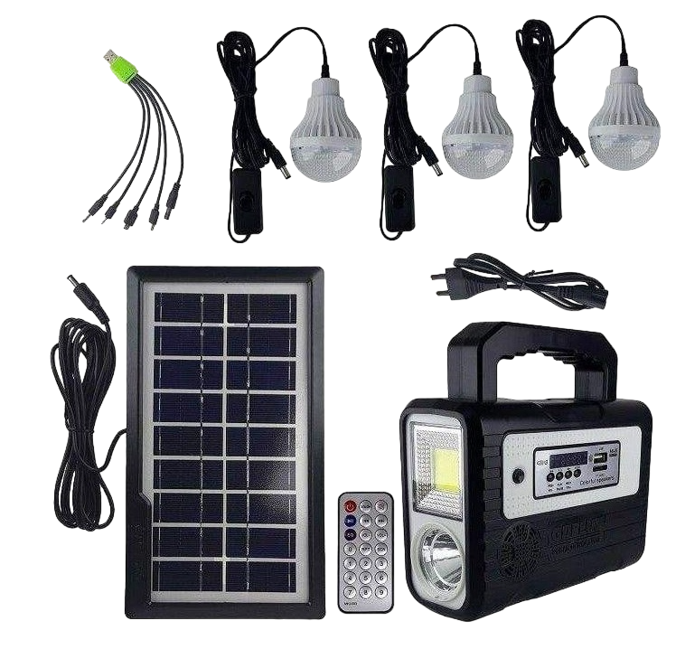 Kit solar GD-8028 Proiector Radio cu panou solar si 3 Becuri